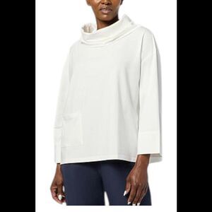 WynneLayers Women's Cotton Curved Hem Cowl Neck Top White - Regular